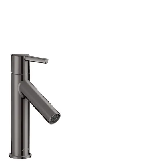 Einhebel-Waschtischmischer in Polished Black Chrome von AXOR, mit seitlichem Hebelgriff und abgewinkeltem Auslauf. Minimalistisches Design, geeignet für moderne Badkonzepte.